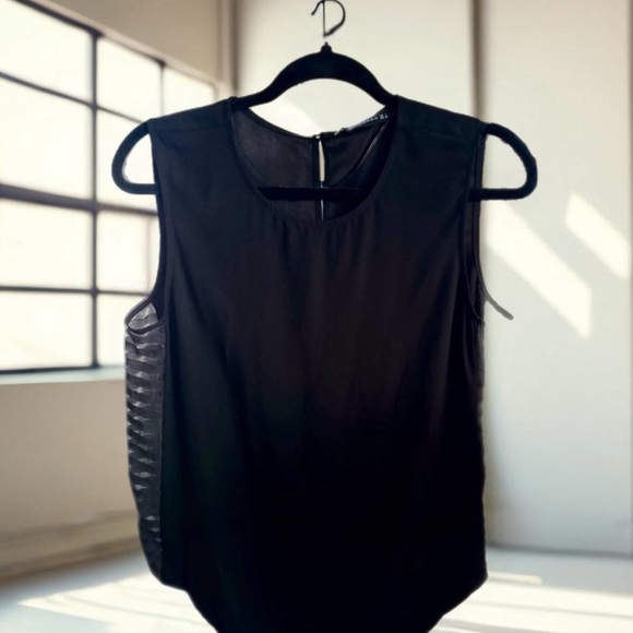 Zara Woman Dressy Tank Top w/Sheer Sides Black, Size Large NWT - Picture 1 of 7